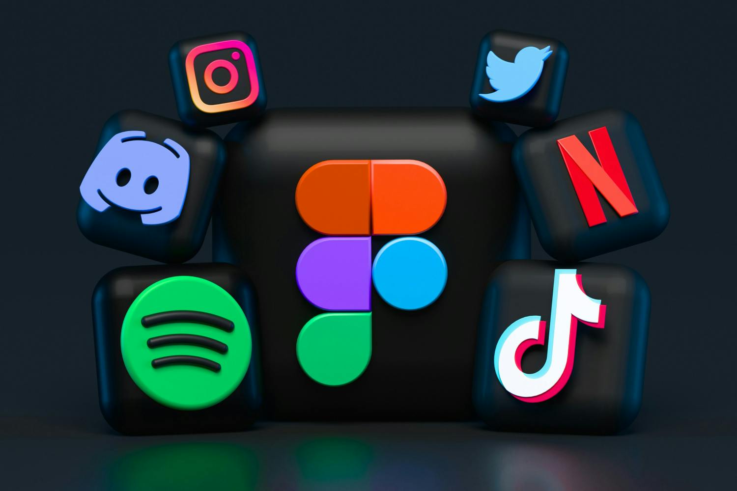 3d art of social networks icons